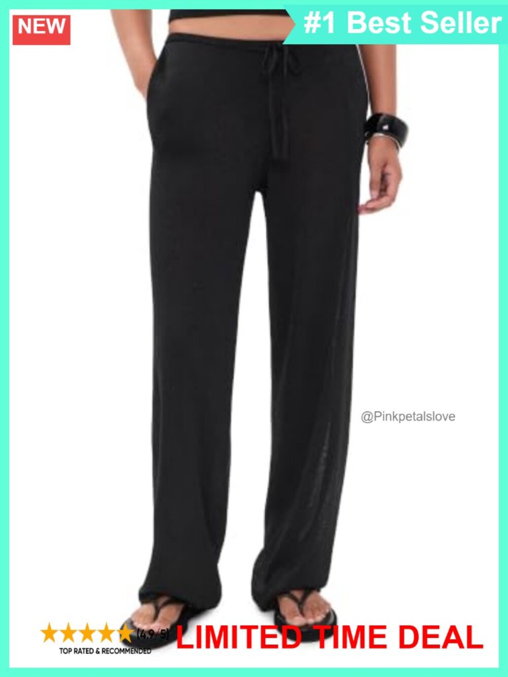 Women's Stretch Knit Casual Pants with Metallic Threading and Pockets